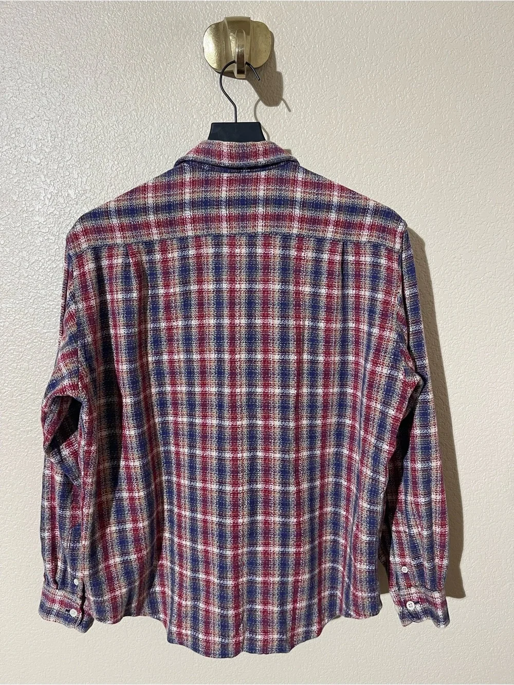 Vintage Missoni Red, Blue & White Plaid Button-Down Shirt